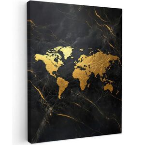 MuchoWow OBRAZ NA PLÁTNE Mapa sveta - Zlato - Mramor 60x80 cm vyobraziť