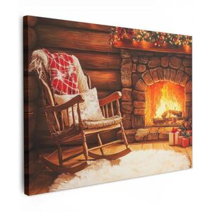 MuchoWow OBRAZ NA PLÁTNE Zima - Vianoce - Domov - Krb 40x30 cm vyobraziť