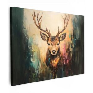 MuchoWow OBRAZ NA PLÁTNE Jeleň - maľovaný - parohy - hnedé 80x60 cm vyobraziť