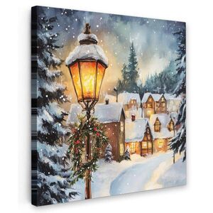 MuchoWow OBRAZ NA PLÁTNE Vianočná dedina - Domy - Sneh - Vianoce 20x20 cm vyobraziť