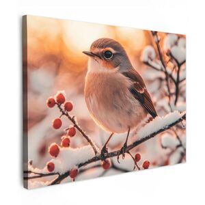 MuchoWow OBRAZ NA PLÁTNE Vták - vetva - zima - zvieratá - sneh 80x60 cm vyobraziť