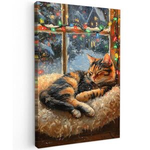 MuchoWow OBRAZ NA PLÁTNE Mačka - Vianoce - Zima - Zviera 20x30 cm vyobraziť
