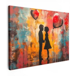 MuchoWow OBRAZ NA PLÁTNE Street art - Láska - Graffiti - Umenie - Banksy 80x60 cm vyobraziť