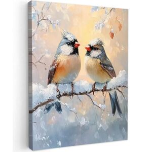 MuchoWow OBRAZ NA PLÁTNE Vtáky - vetva - zima - sneh 60x80 cm vyobraziť