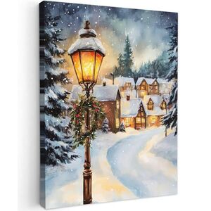 MuchoWow OBRAZ NA PLÁTNE Vianočná dedina - Domy - Sneh - Vianoce 60x80 cm vyobraziť