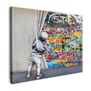 MuchoWow OBRAZ NA PLÁTNE Graffiti - Chlapec - Ilussie - Street art 80x60 cm vyobraziť