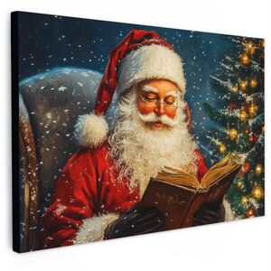 MuchoWow OBRAZ NA PLÁTNE Otec Vianoc - Vianoce - Zima - Vianočný stromček 120x80 cm vyobraziť