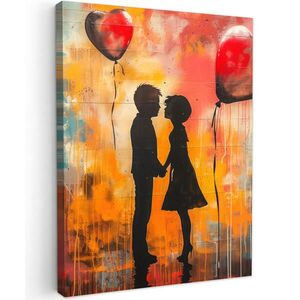 MuchoWow OBRAZ NA PLÁTNE Street art - Láska - Graffiti - Umenie - Banksy 60x80 cm vyobraziť