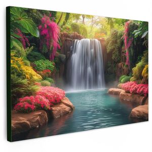 MuchoWow OBRAZ NA PLÁTNE Vodopád - Príroda - Rastliny - Džungľa - Voda 90x60 cm vyobraziť