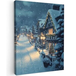 MuchoWow OBRAZ NA PLÁTNE Vianočná dedina - Vianoce - Sneh - Zima 60x80 cm vyobraziť