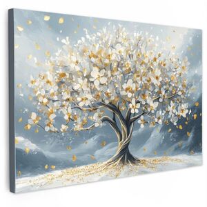 MuchoWow OBRAZ NA PLÁTNE Strom - Zima - Strom života - Moderné - Zlaté 90x60 cm vyobraziť