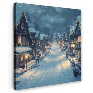 MuchoWow OBRAZ NA PLÁTNE Vianočná dedina - Vianoce - Sneh - Zima 20x20 cm vyobraziť