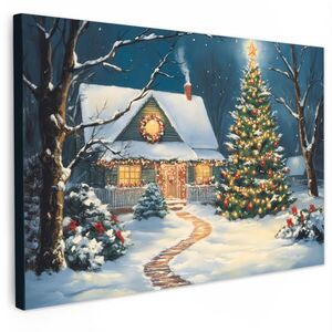 MuchoWow OBRAZ NA PLÁTNE Vianoce - Vianočný stromček - Zima - Domov - Sneh 30x20 cm vyobraziť