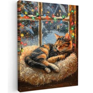 MuchoWow OBRAZ NA PLÁTNE Mačka - Vianoce - Zima - Zviera 60x80 cm vyobraziť