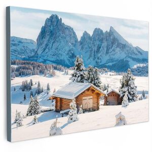 MuchoWow OBRAZ NA PLÁTNE Zima - Chata - Hory - Výhľad - Sneh 120x80 cm vyobraziť