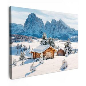 MuchoWow OBRAZ NA PLÁTNE Zima - Chata - Hory - Výhľad - Sneh 80x60 cm vyobraziť