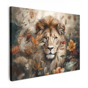 MuchoWow OBRAZ NA PLÁTNE Lev - Divoká zver - Rastliny - Príroda - Kvety 80x60 cm vyobraziť