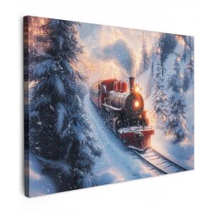 MuchoWow OBRAZ NA PLÁTNE Vianočný vlak - Sneh - Zima - Vianoce 80x60 cm vyobraziť