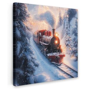 MuchoWow OBRAZ NA PLÁTNE Vianočný vlak - Sneh - Zima - Vianoce 50x50 cm vyobraziť