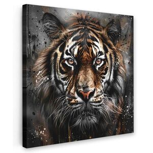 MuchoWow OBRAZ NA PLÁTNE Tiger - Zvieratá - Portrét - Luxusné - Čierne 20x20 cm vyobraziť