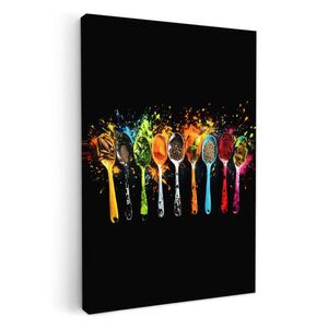MuchoWow OBRAZ NA PLÁTNE Lyžičky - korenie - moderné - graffiti - farba - farebné 40x60 cm vyobraziť
