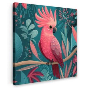 MuchoWow OBRAZ NA PLÁTNE Kakadu - tropické listy - vetva 20x20 cm vyobraziť