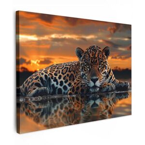 MuchoWow OBRAZ NA PLÁTNE Príroda - Leopard - Zviera - Západ slnka - Moderné 80x60 cm vyobraziť