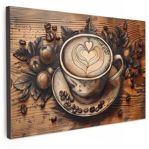 MuchoWow OBRAZ NA PLÁTNE Káva - Vintage - hnedá - šálka - drevo 60x40 cm vyobraziť