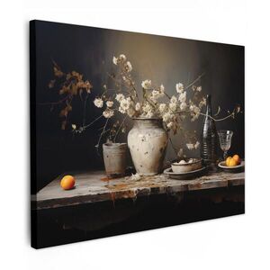MuchoWow OBRAZ NA PLÁTNE Zátišie - Kvety - Kytica - Váza - Víno 80x60 cm vyobraziť