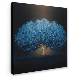 MuchoWow OBRAZ NA PLÁTNE Strom - modrá - listy - ťahy štetcom 20x20 cm vyobraziť