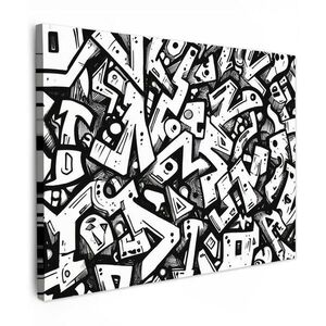 MuchoWow OBRAZ NA PLÁTNE Tvary - Písmená - Graffiti - Čierna 80x60 cm vyobraziť