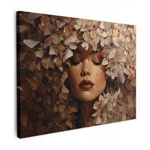 MuchoWow OBRAZ NA PLÁTNE Tvár - dáma - listy - ťahy štetcom 40x30 cm vyobraziť