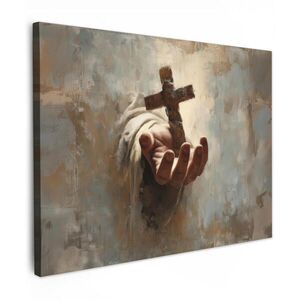 MuchoWow OBRAZ NA PLÁTNE Abstrakt - Cross - Hand - Christianity 40x30 cm vyobraziť