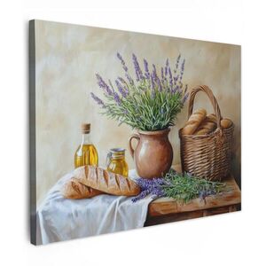 MuchoWow OBRAZ NA PLÁTNE Levanduľa - Chlieb - Zátišie 40x30 cm vyobraziť