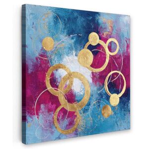 MuchoWow OBRAZ NA PLÁTNE Kruhy - zlaté - abstraktné 50x50 cm vyobraziť