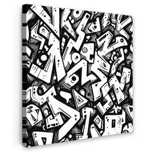 MuchoWow OBRAZ NA PLÁTNE Tvary - Písmená - Graffiti - Čierna 20x20 cm vyobraziť