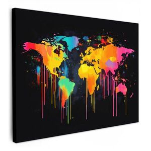 MuchoWow OBRAZ NA PLÁTNE Mapa sveta - Farby - Farebné - Graffiti - Svet 80x60 cm vyobraziť
