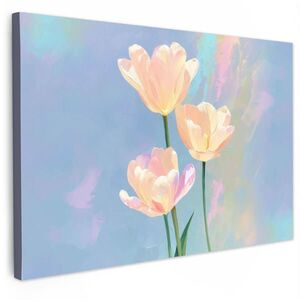 MuchoWow OBRAZ NA PLÁTNE Tulipány - Ružové akcenty - Modré 90x60 cm vyobraziť