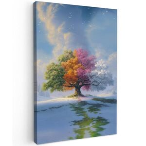 MuchoWow OBRAZ NA PLÁTNE Strom - Ročné obdobia - Zima - Krajina 20x30 cm vyobraziť