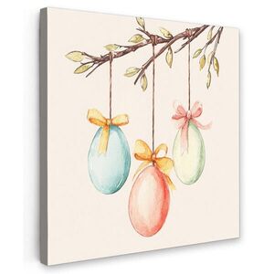 MuchoWow OBRAZ NA PLÁTNE Veľkonočný koláč - mašľa - vajcia 20x20 cm vyobraziť