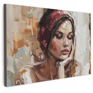 MuchoWow OBRAZ NA PLÁTNE Žena - vzhľad maľby - portrét - moderný 90x60 cm vyobraziť