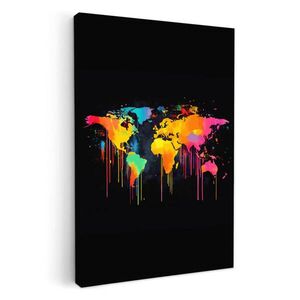 MuchoWow OBRAZ NA PLÁTNE Mapa sveta - Farby - Farebné - Graffiti - Svet 20x30 cm vyobraziť