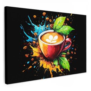 MuchoWow OBRAZ NA PLÁTNE Káva - Graffiti - Pitie - Abstraktné 30x20 cm vyobraziť