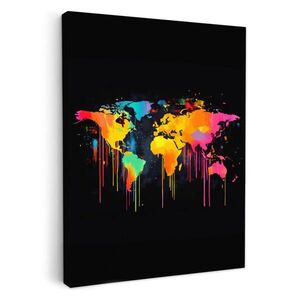 MuchoWow OBRAZ NA PLÁTNE Mapa sveta - Farby - Farebné - Graffiti - Svet 30x40 cm vyobraziť