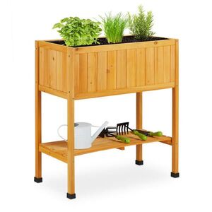 Relaxdays VYVÝŠENÝ ZÁHON Oranžový drevo s policou 80, 5 cm vyobraziť