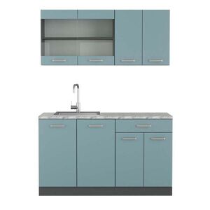 Vicco JEDNOLÔŽKOVÁ KUCHYŇA R-Line Modrošedá 140 cm , AP Marble vyobraziť