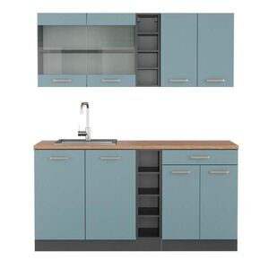 Vicco JEDNOLÔŽKOVÁ KUCHYŇA R-Line Modrošedá/antracitová 160 cm , AP Oak vyobraziť