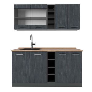 Vicco JEDNOLÔŽKOVÁ KUCHYŇA R-Line Čierny betón/antracit 160 cm AP dub vyobraziť