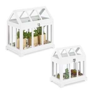 Relaxdays MINISKLENÍK Biely 2-dielny set sklo vyklápacia strecha 37x37, 5x24 cm vyobraziť
