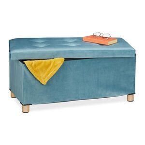 Relaxdays LAVICA Tyrkysová zamatová skladacia s úložným priestorom 76 cm vyobraziť